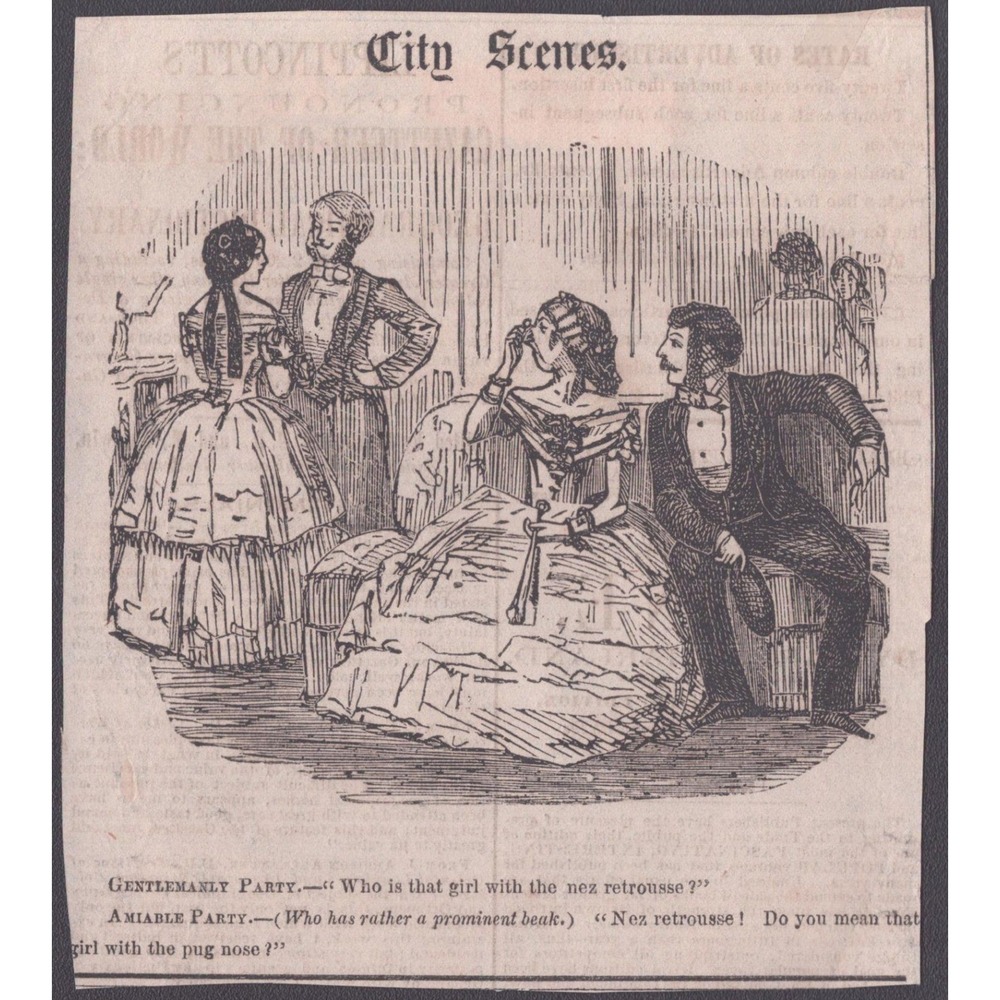 1850-1860 Saturday Evening Post City Scenes Victorian Woodcut Clipping Satire
